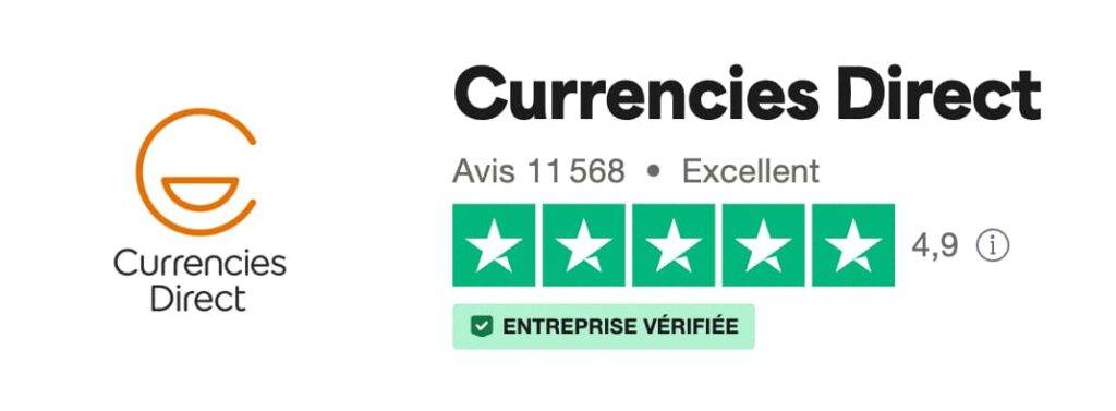 Avis clients TrustPilot de Currencies Direct